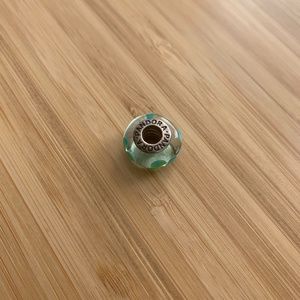 Green and Blue Flower Glass Pandora Bead